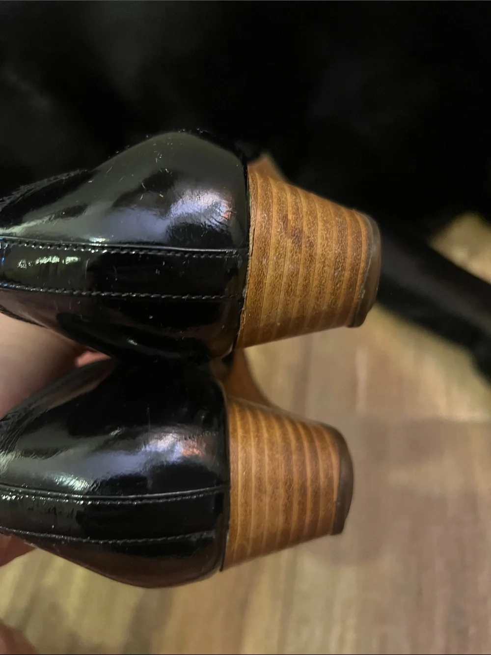 Patent leather wedges Cole Haan 7.5 wooden shoes heels Nike air